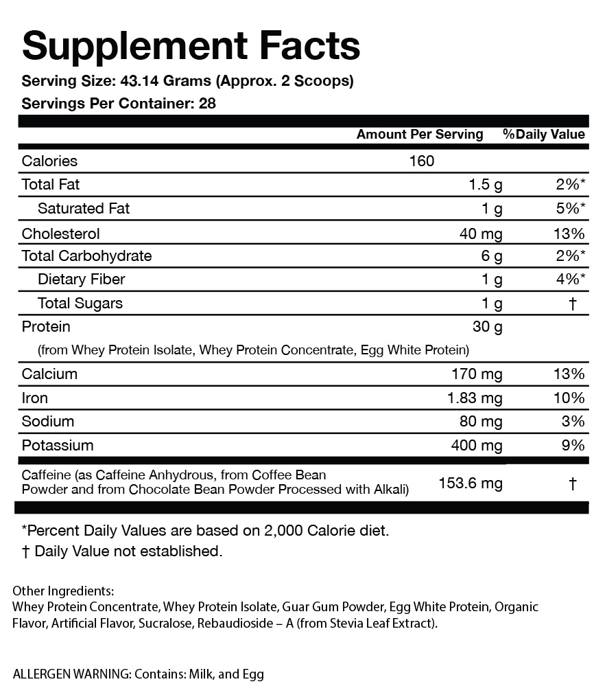 PRO-30G Xpresso Protein | Mochaspresso Supplement Facts