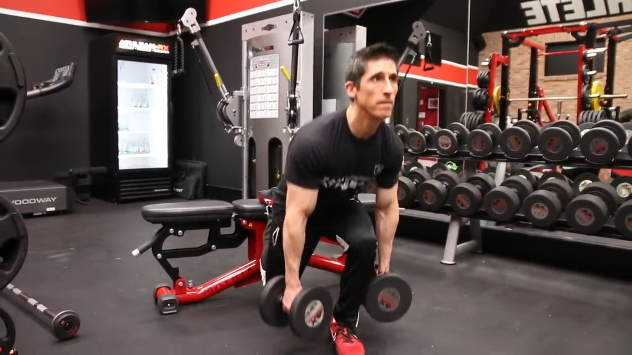 dumbbell bulgarian split squat in high low fashion