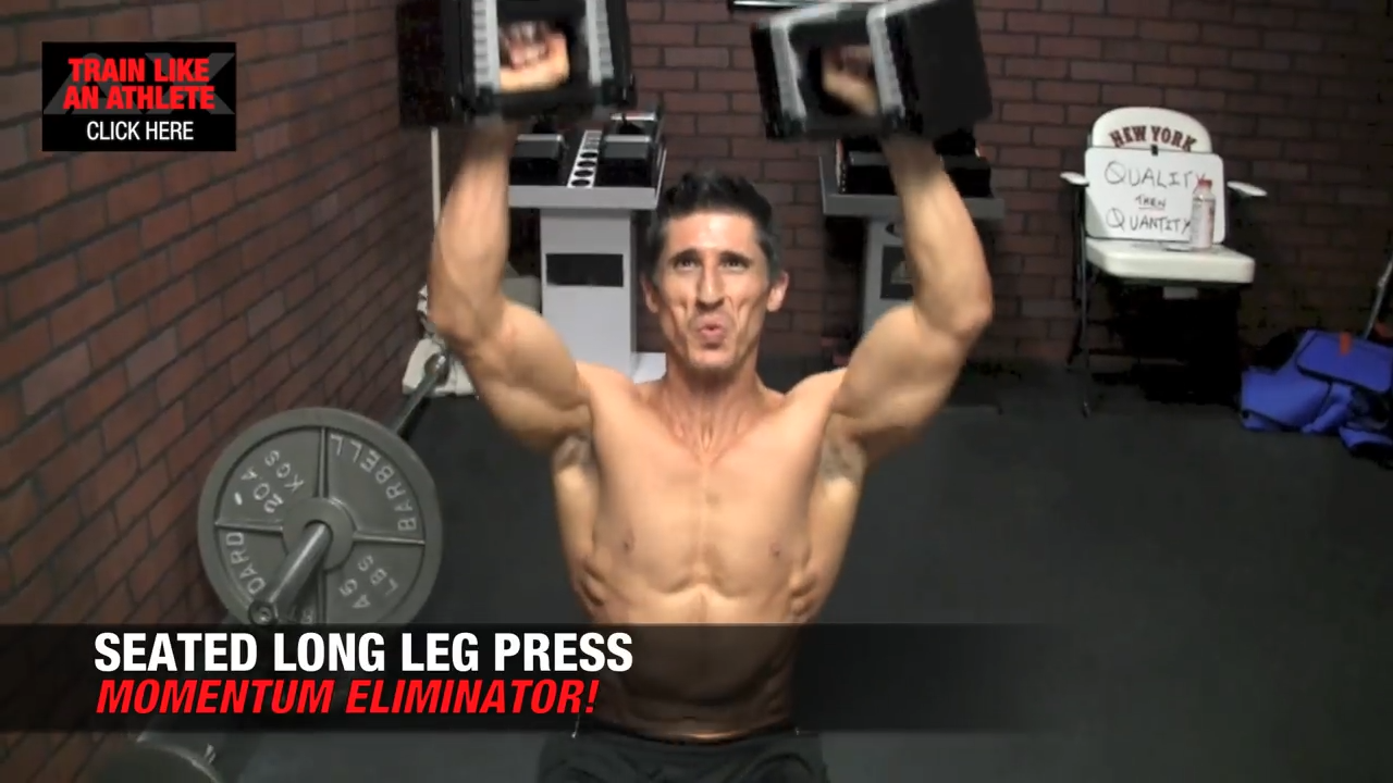 seated long leg press shoulders exercise