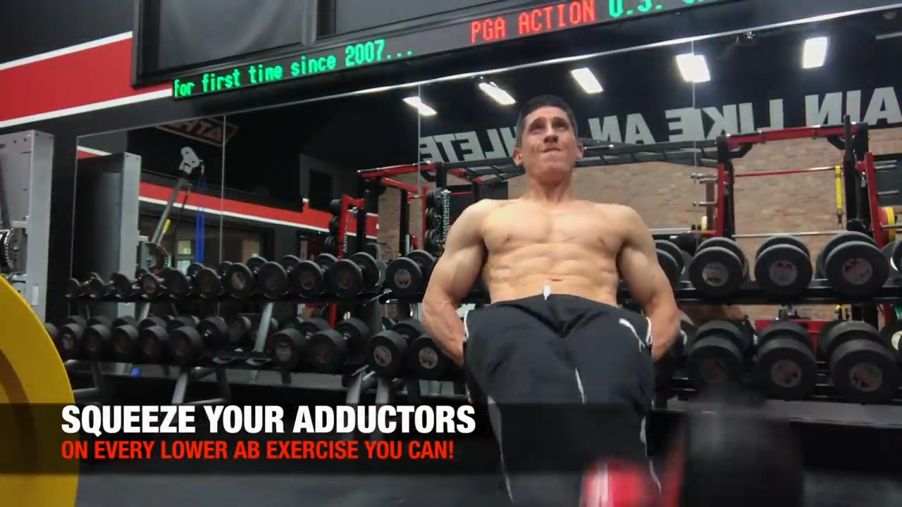 engage the adductors in lower ab exercises to stabilize the pelvis