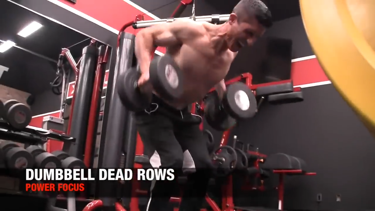 dumbbell dead row for power back exercise