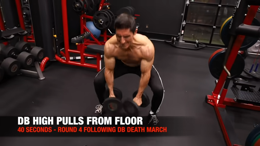 dumbbell high pulls from the floor