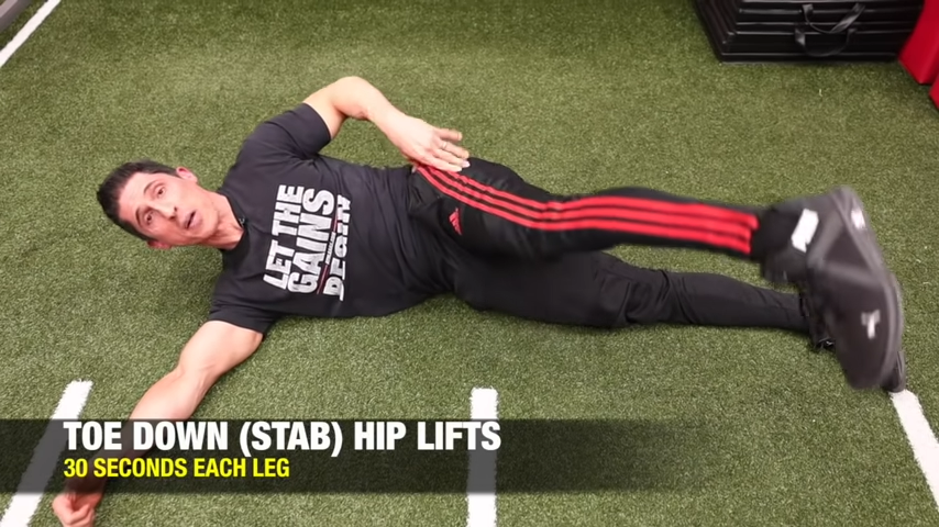 toe down stab hip lift