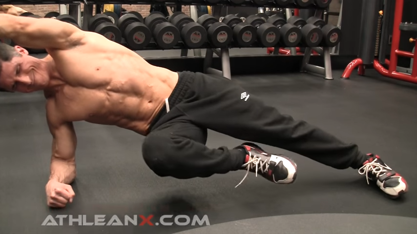 side plank with bottom leg movement